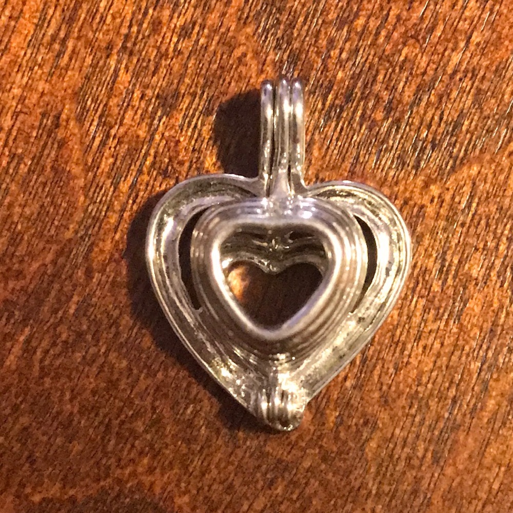 New! Silver Heart Cage Locket Pendant for Pearl or Gems